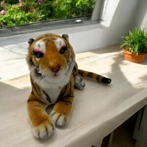 Wangpai Large Bengal Tiger Plush Toy Stuffed Animal Realistic Laying Vtg Rare
